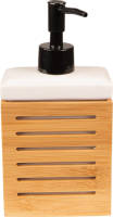 Clayre & Eef Zeepdispenser 10x6x19 Cm Bruin Wit Keramiek Rechthoek Zeeppompje Zeep Dispenser Bruin Zeeppompje Zeep