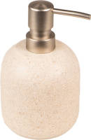 Clayre & Eef Zeepdispenser Ø 8x14 Cm Beige Keramiek Zeeppompje Zeep Dispenser Beige Zeeppompje Zeep Dispenser