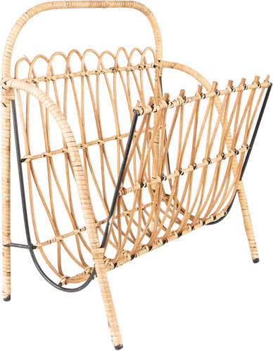 Clayre & Eef Tijdschriftenhouder 37x23x41 Cm Bruin Rotan Ijzer Rechthoek Lectuurbak Krantenbak Magazinehouder