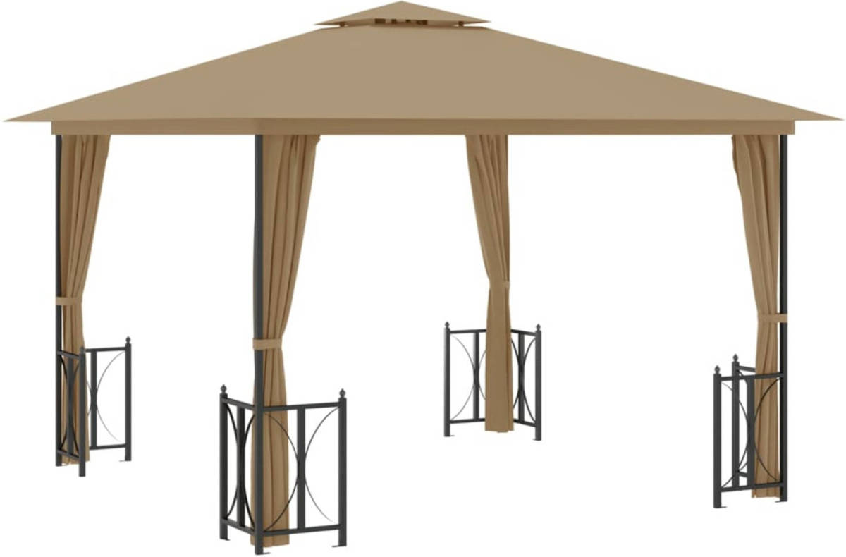 VidaXL Prieel Met Zijwanden En Dubbel Dak 3x3 M Taupe