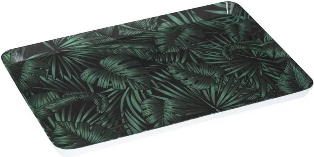 Secret de Gourmet Dienblad/serveerblad Rechthoekig Jungle 30 X 22 Cm Donker Groen - Dienbladen