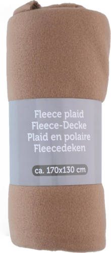 Excellent Houseware Polyester Fleece Deken/dekentje/plaid 170 X 130 Cm Taupe - Plaids
