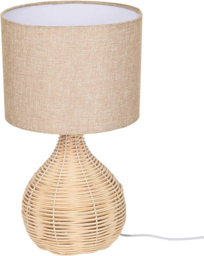 NiceGoodz Tafellamp - Lampen - Tafellamp Woonkamer - Decoratie - Modern - Linnen - Rotan - Beige - 22l X 22w X 40h Cm