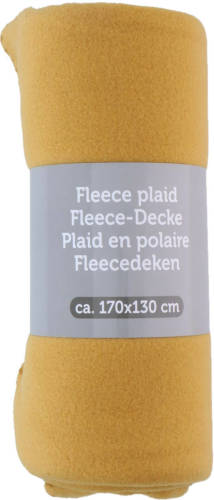 Excellent Houseware Polyester Fleece Deken/dekentje/plaid 170 X 130 Cm Mosterd Geel - Plaids