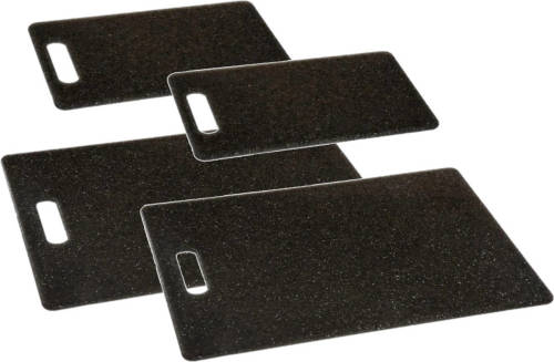 Secret de Gourmet Set Van 4x Stuks Snijplanken Zwart 25/36 Cm Van Kunststof - Snijplanken