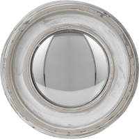 Clayre & Eef Spiegel Ø 23 Cm Wit Kunststof Rond Bolle Spiegel Wand Spiegel Muur Spiegel Wit Bolle Spiegel Wand Spiegel