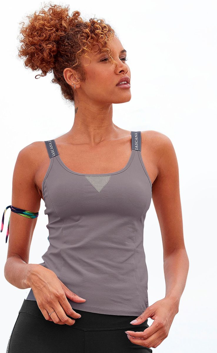 active by Lascana Sporttop met beschreven bandjes en meshinzet