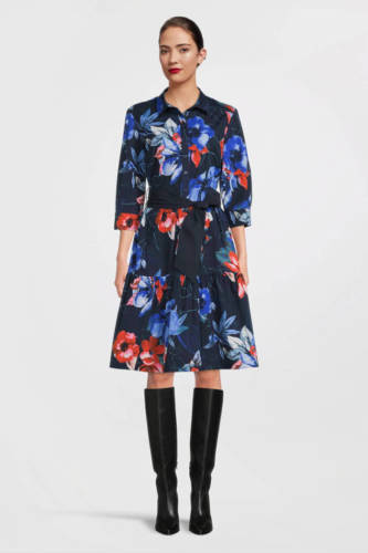 Betty Barclay blousejurk met all over print en ceintuur donkerblauw