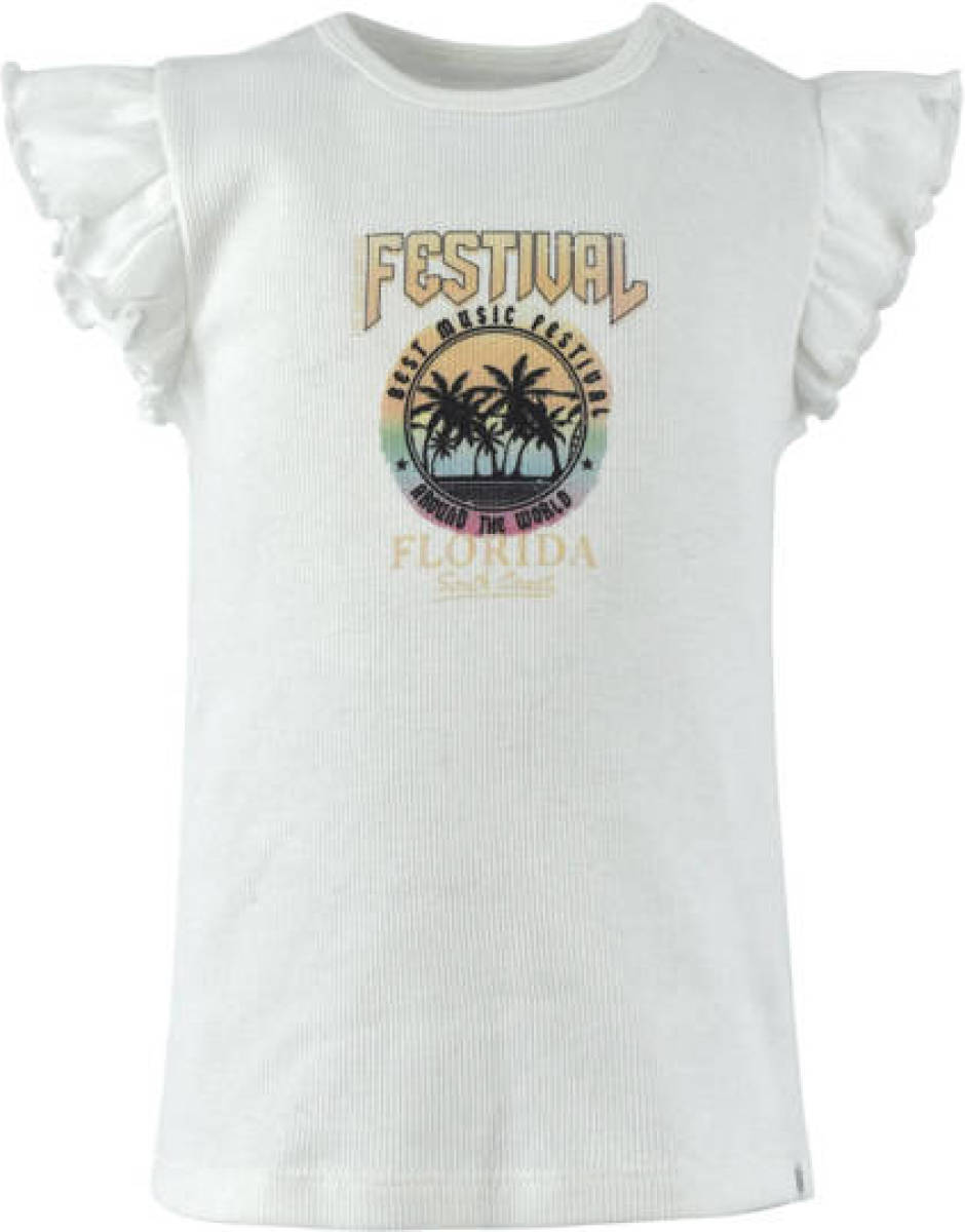Born by Kiddo United T-shirt Dorien met printopdruk ecru