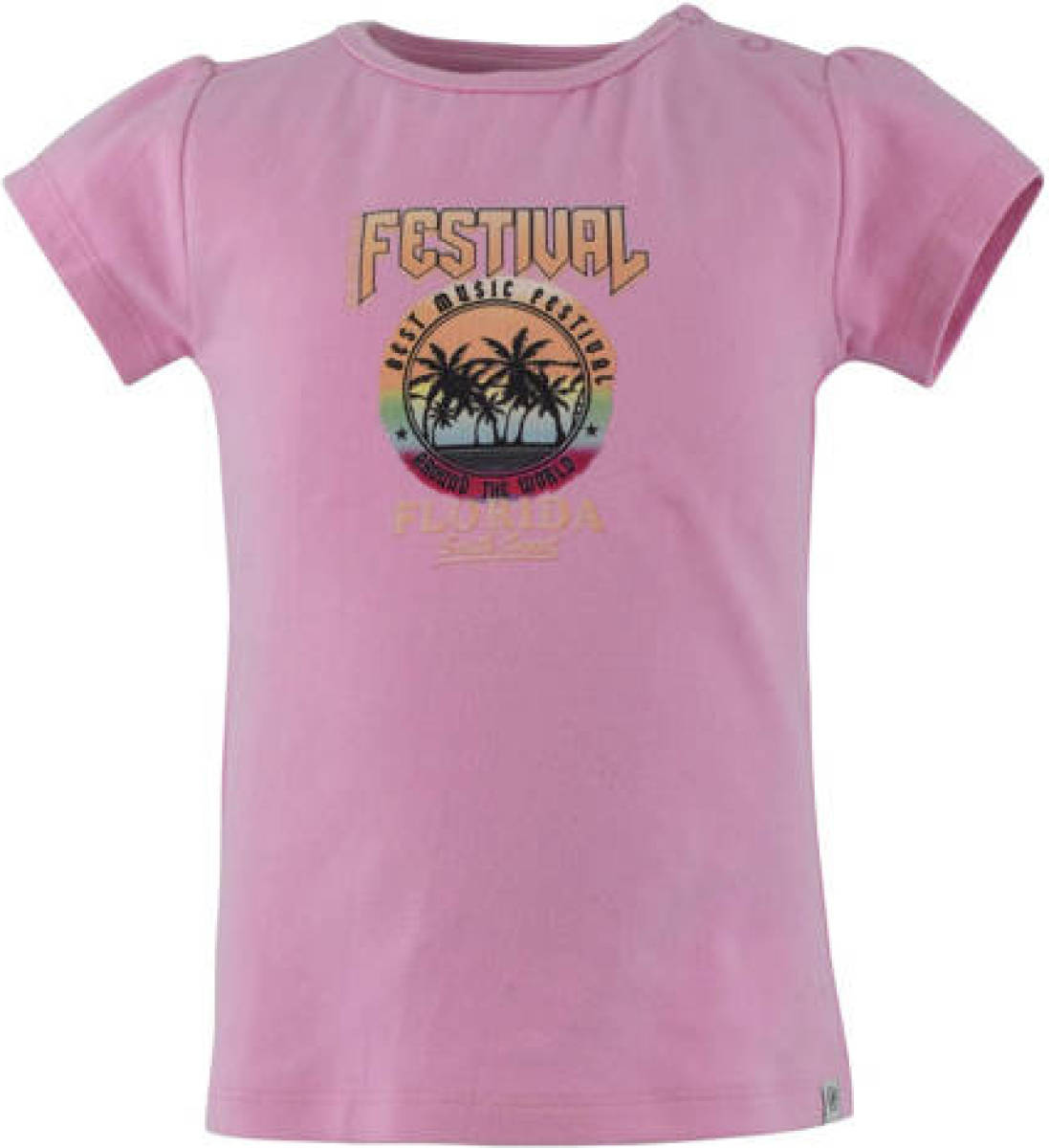 Born by Kiddo United T-shirt Femke met printopdruk roze