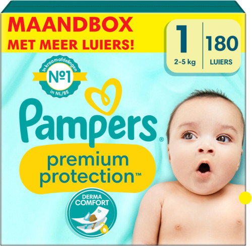 Pampers Premium Protection Maat 1 (2kg-5kg) - 180 luiers maandbox