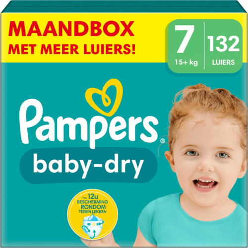 Pampers Baby-Dry Maat 7 (15kg+) - 132 luiers maandbox