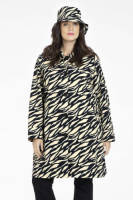 Yoek regenjas met dierenprint zwart/beige