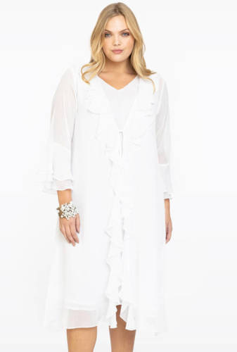 Yoek semi-transparant geweven vest VOILE van gerecycled polyester wit