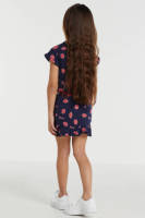 Quapi jersey jurk Wiesje met all over print en ceintuur donkerblauw/rood