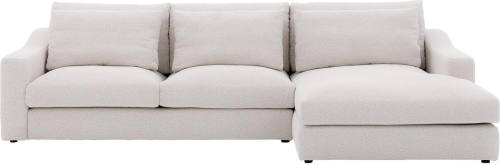 Goossens Hoekbank Odette wit, stof, 2,5-zits, stijlvol landelijk met chaise longue rechts