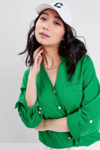 Cache Cache blouse met linnen groen