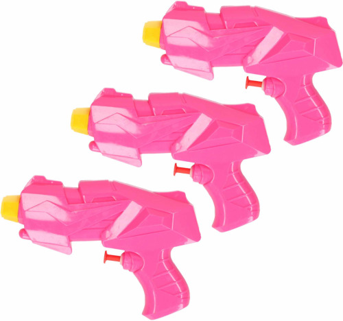 Merkloos 3x Mini waterpistooltje/waterpistolen 15 cm roze