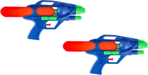 Merkloos 2x Waterpistool/waterpistolen gekleurd 30 cm