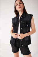 Garcia regular fit denim short Celia black denim