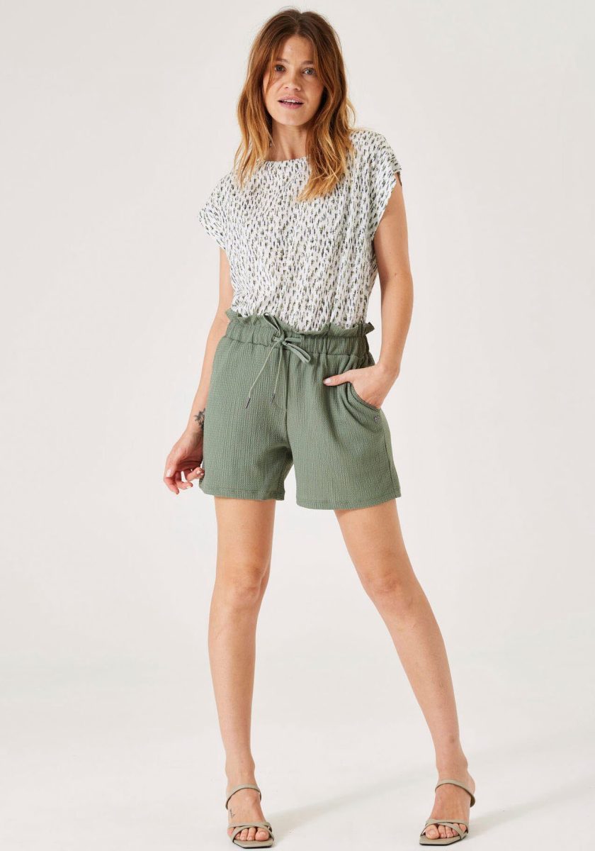 Garcia T-shirt met all over print wit/groen
