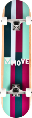 Move skateboard Stripes 79 x 19,7 cm paars/grijs/groen