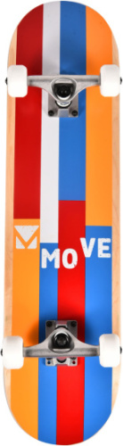 Move skateboard Stripes 79 x 19,7 cm geel/blauw/rood