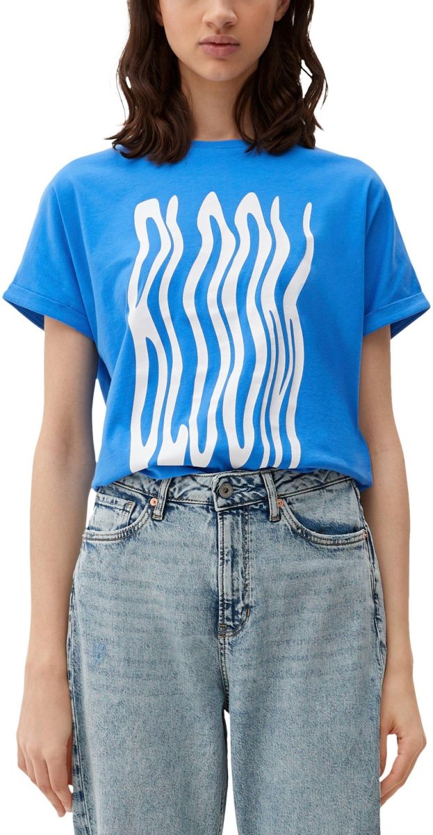 Q/S by s.Oliver T-shirt met tekst blauw/ wit