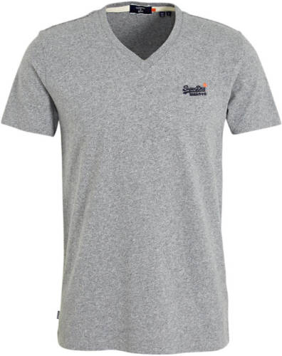 Superdry T-shirt van biologisch katoen grijs melange
