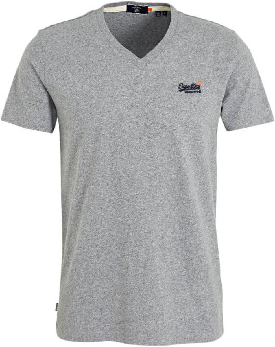 Superdry T-shirt van biologisch katoen grijs melange