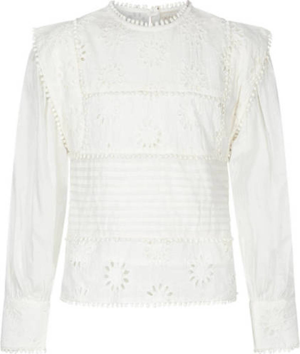 AI&KO longsleeve Isabelle met ruches wit
