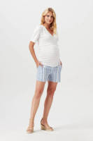 Noppies gestreepte regular fit short Deseto wit/lichtblauw