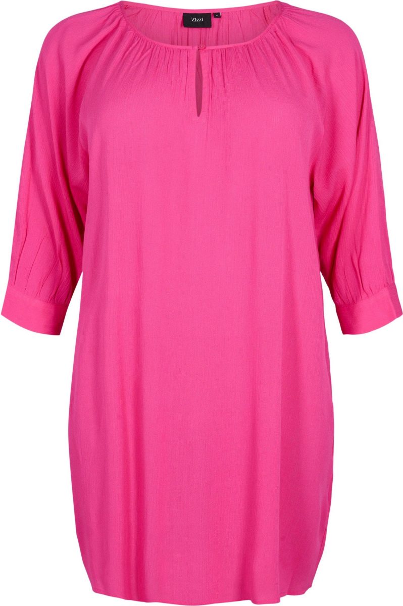Zizzi tuniek met plooien fuchsia