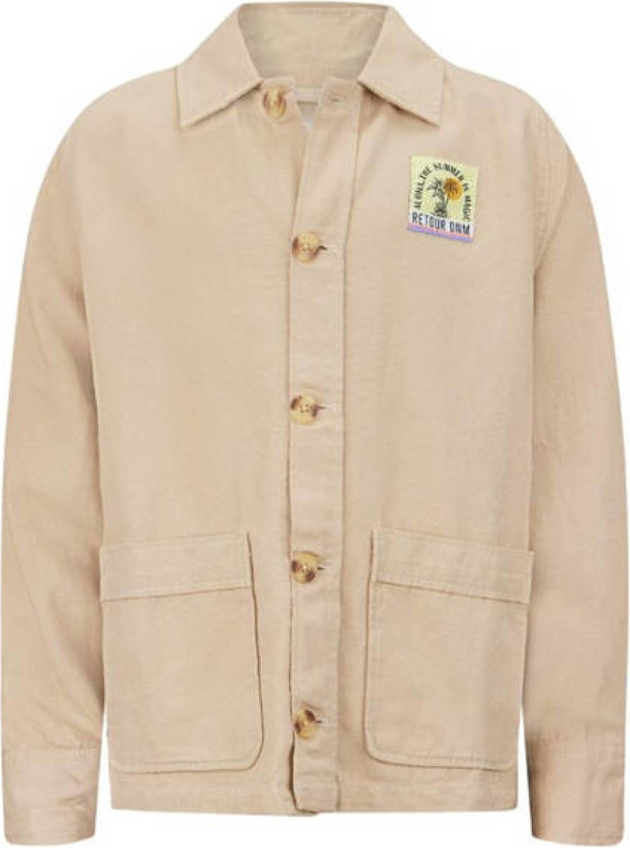 Retour Denim overhemd Ivo met printopdruk zand