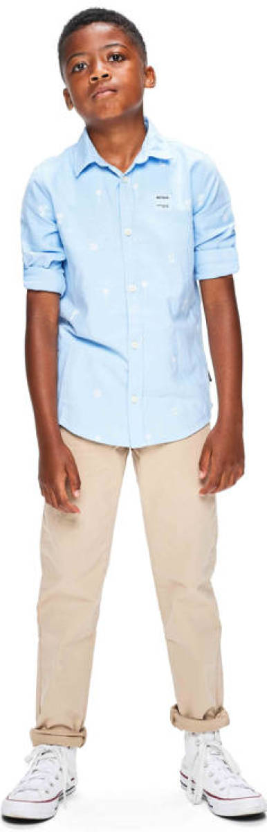 Retour Denim overhemd Jurgen met all over print lichtblauw