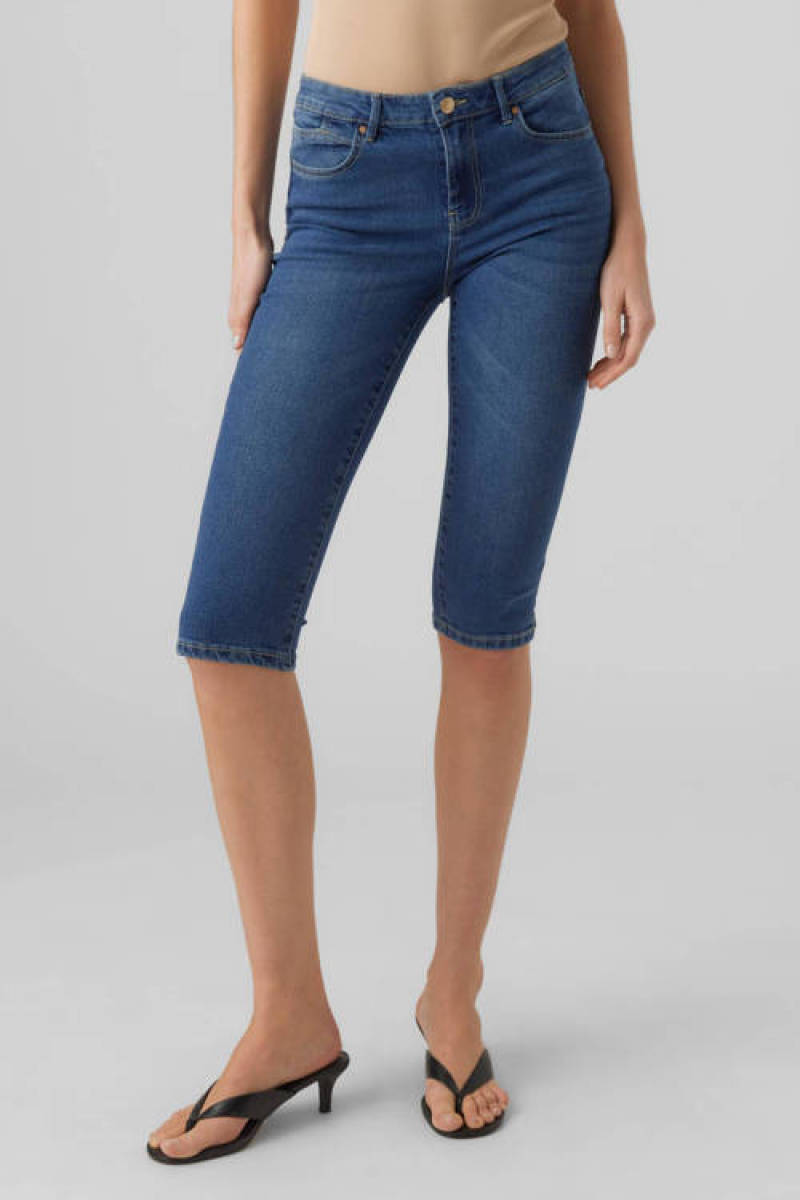 VERO MODA slim fit capri jeans VMJUNE dark blue denim