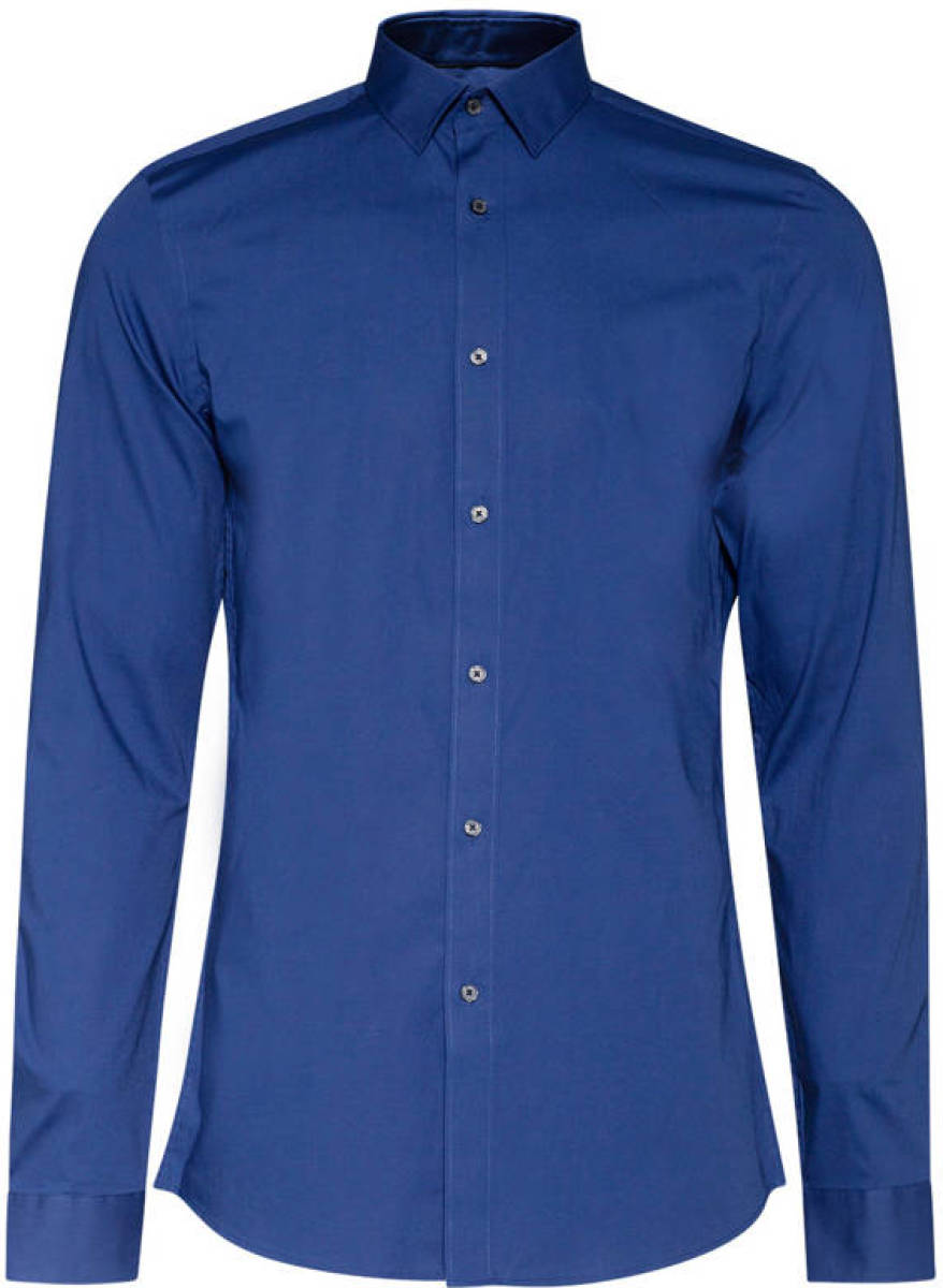 WE Fashion long slim fit overhemd blauw