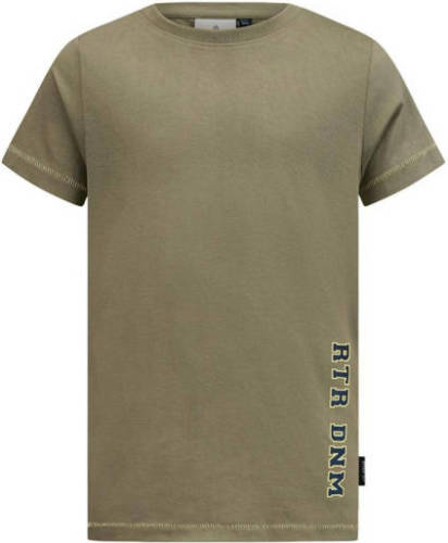 Retour Denim T-shirt Italo met backprint licht armygroen
