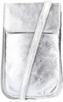 Manfield metallic leren telefoontasje zilverkleurig
