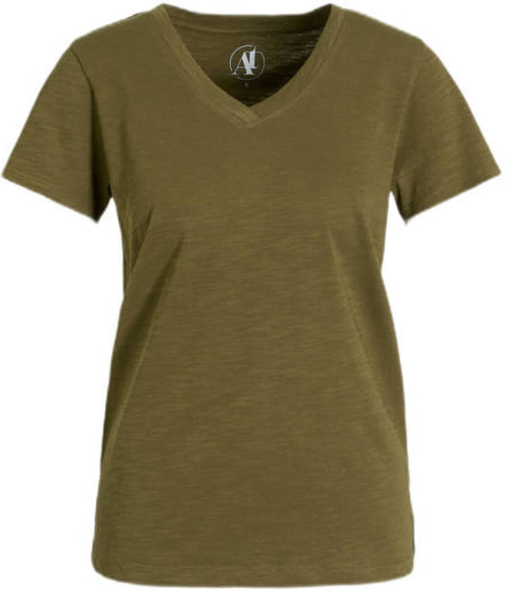 anytime T-shirt met V-hals groen