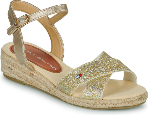 Tommy hilfiger Sleehaksandaaltjes WEDGE ROPE SANDAL PLATINUM met glitter