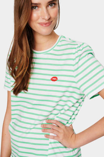 Saint Tropez gestreept T-shirt Taira groen/wit