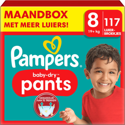 Pampers Baby-Dry Pants Maat 8 (19kg+) - 117 luierbroekjes maandbox