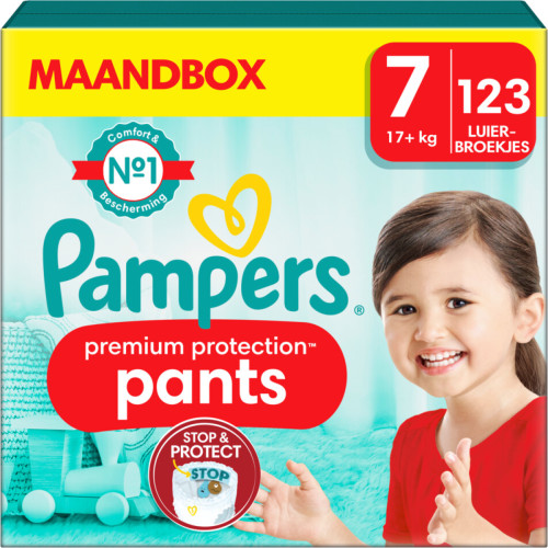 Pampers Premium Protection Pants Maat 7 (17kg+) - 123 luierbroekjes maandbox