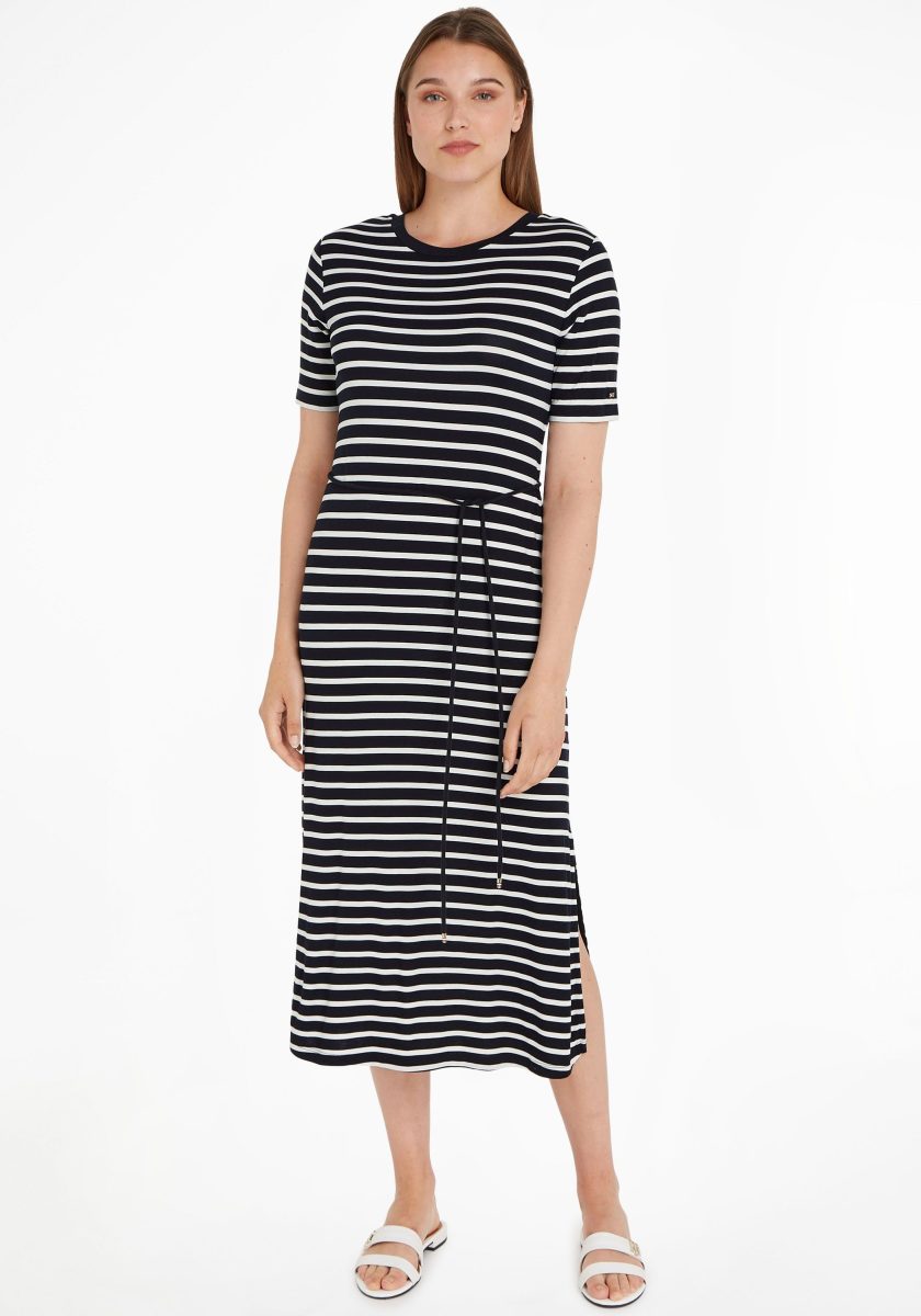 Tommy hilfiger Shirtjurk REG STRIPE O-NK MIDI DRS SS