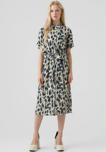 VERO MODA Maxi-jurk VMMENNY SS CALF SHIRT DRESS WVN GA