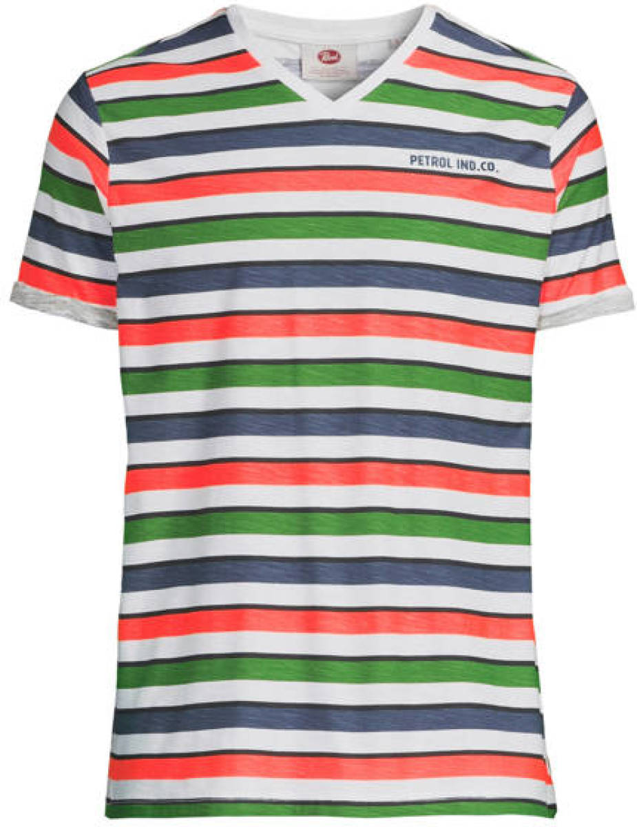 Petrol Industries gestreept T-shirt bright white