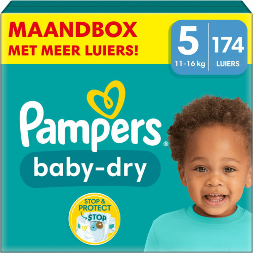 Pampers Baby-Dry Maat 5 (11kg - 16kg) - 174 luiers maandbox