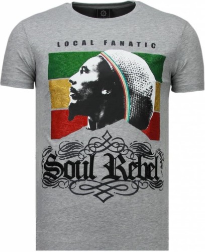 T-shirt Korte Mouw Local Fanatic  Soul Rebel Bob Marley Rhinestone