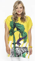 Yoek tuniek van travelstof DOLCE met all over print geel/groen/wit